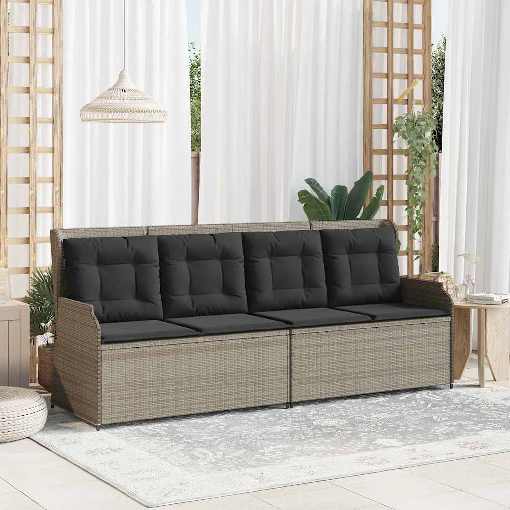 Panca Reclinabile Giardino con Cuscini Grigio Chiaro Polyrattan | homemem39