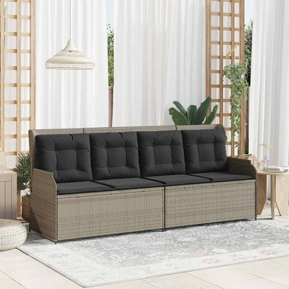 Panca Reclinabile Giardino con Cuscini Grigio Chiaro Polyrattan | homemem39