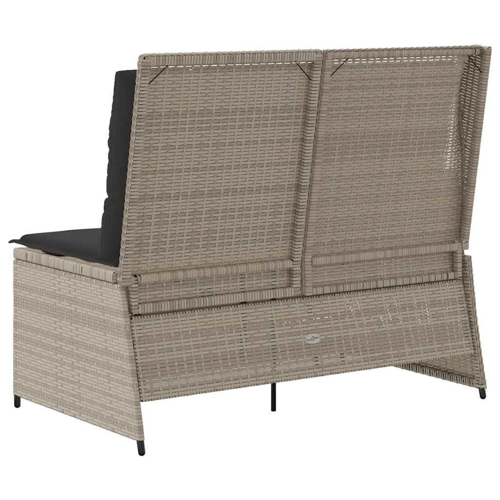 Panca Reclinabile Giardino con Cuscini Grigio Chiaro Polyrattan | homemem39