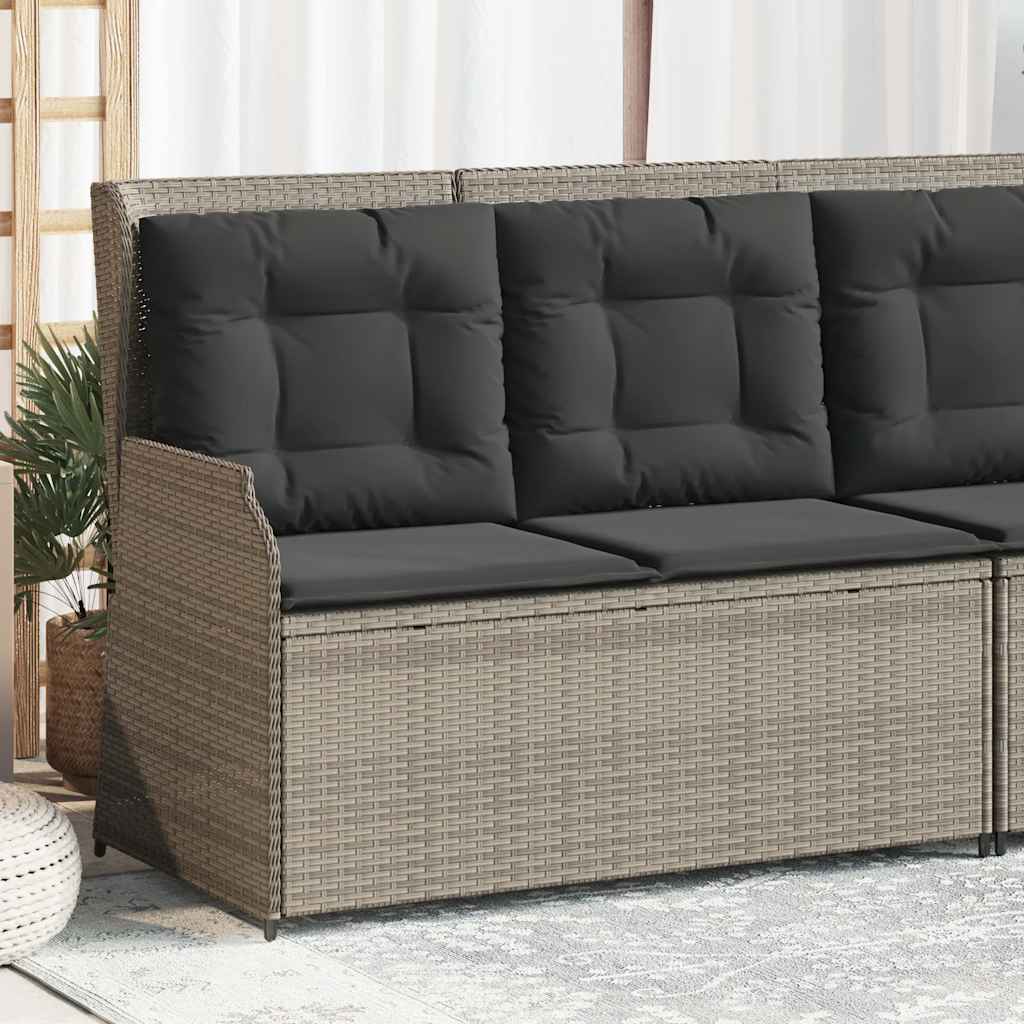 Panca Reclinabile Giardino con Cuscini Grigio Chiaro Polyrattan | homemem39