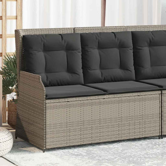 Panca Reclinabile Giardino con Cuscini Grigio Chiaro Polyrattan | homemem39