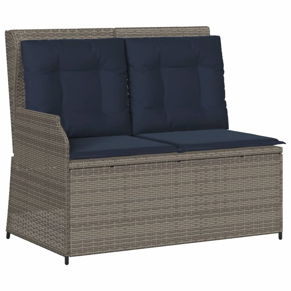 Panchina da giardino reclinabile con Cuscini in Polyrattan Grigio | homemem39