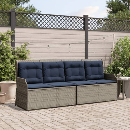 Panchina da giardino reclinabile con Cuscini in Polyrattan Grigio | homemem39