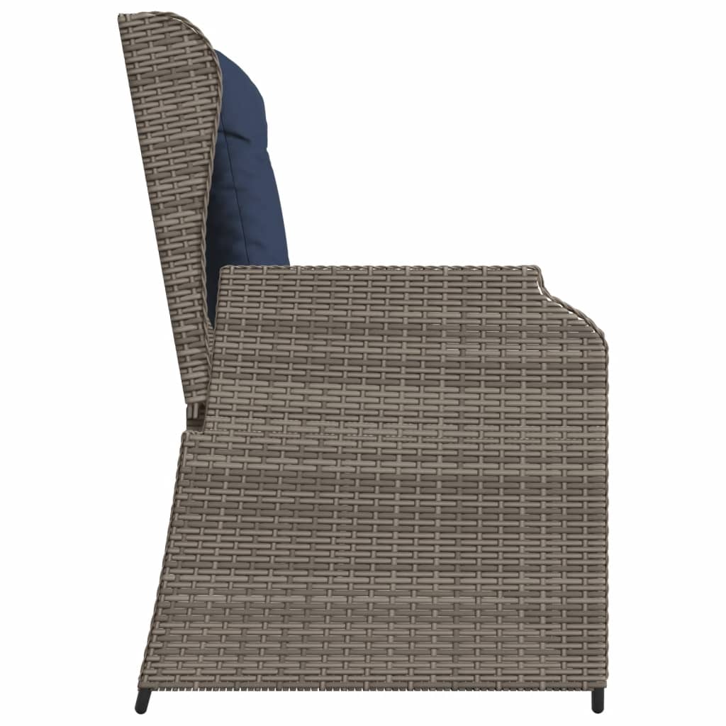 Panchina da giardino reclinabile con Cuscini in Polyrattan Grigio | homemem39