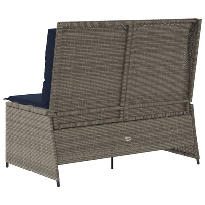 Panchina da giardino reclinabile con Cuscini in Polyrattan Grigio | homemem39
