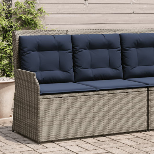 Panchina da giardino reclinabile con Cuscini in Polyrattan Grigio | homemem39