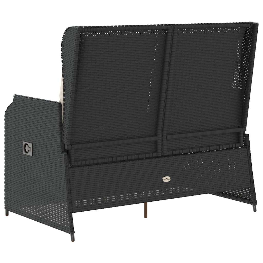 Panca Reclinabile da Giardino con Cuscini Nera in Polyrattan | homemem39