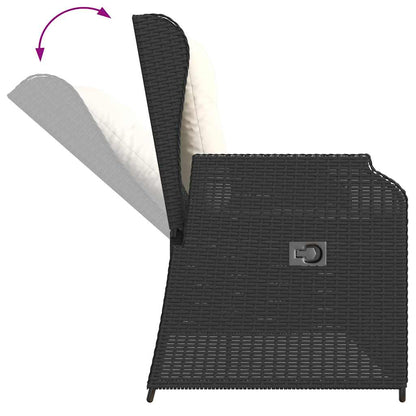 Panca Reclinabile da Giardino con Cuscini Nera in Polyrattan | homemem39