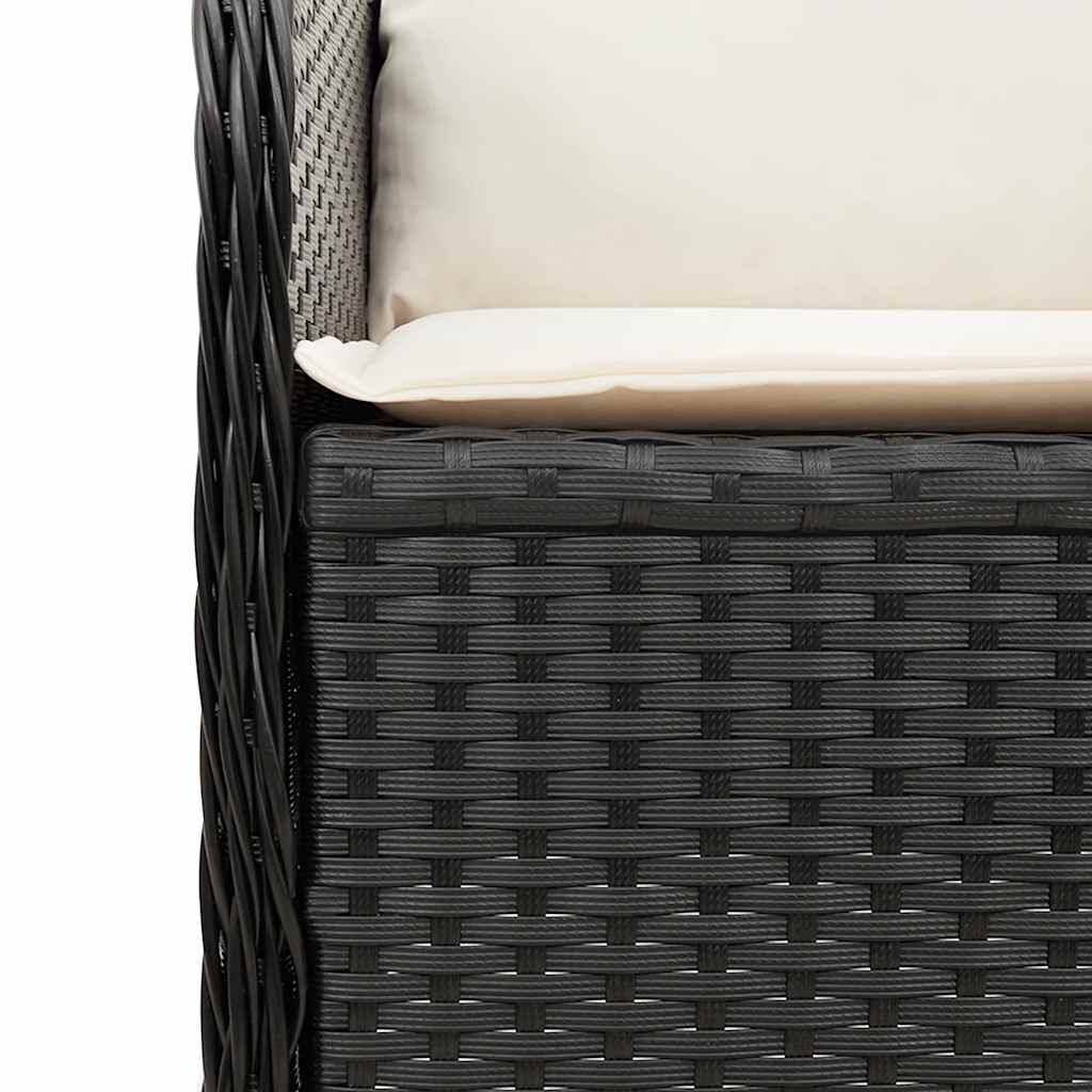 Panca Reclinabile da Giardino con Cuscini Nera in Polyrattan | homemem39