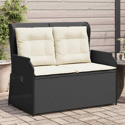 Panca Reclinabile da Giardino con Cuscini Nera in Polyrattan | homemem39