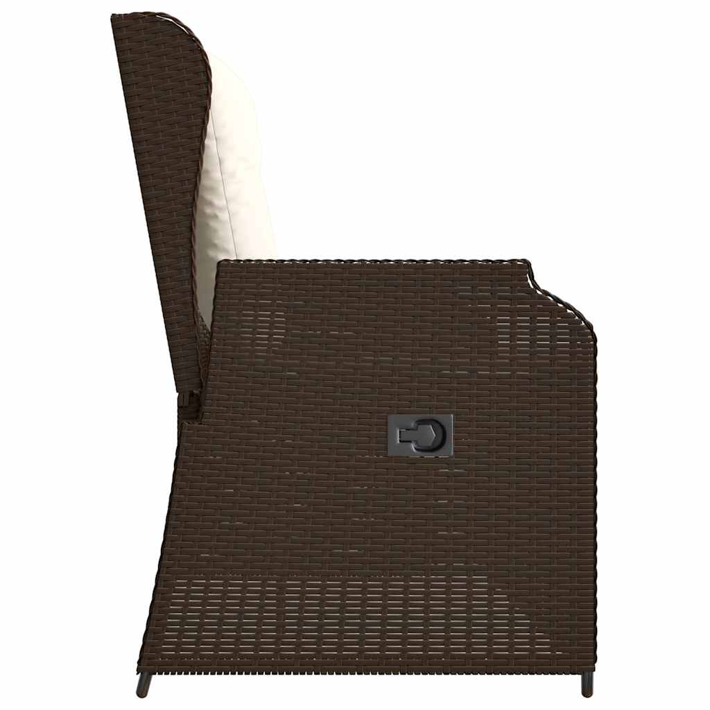 Panca Reclinabile da Giardino con Cuscini Marrone in Polyrattan | homemem39