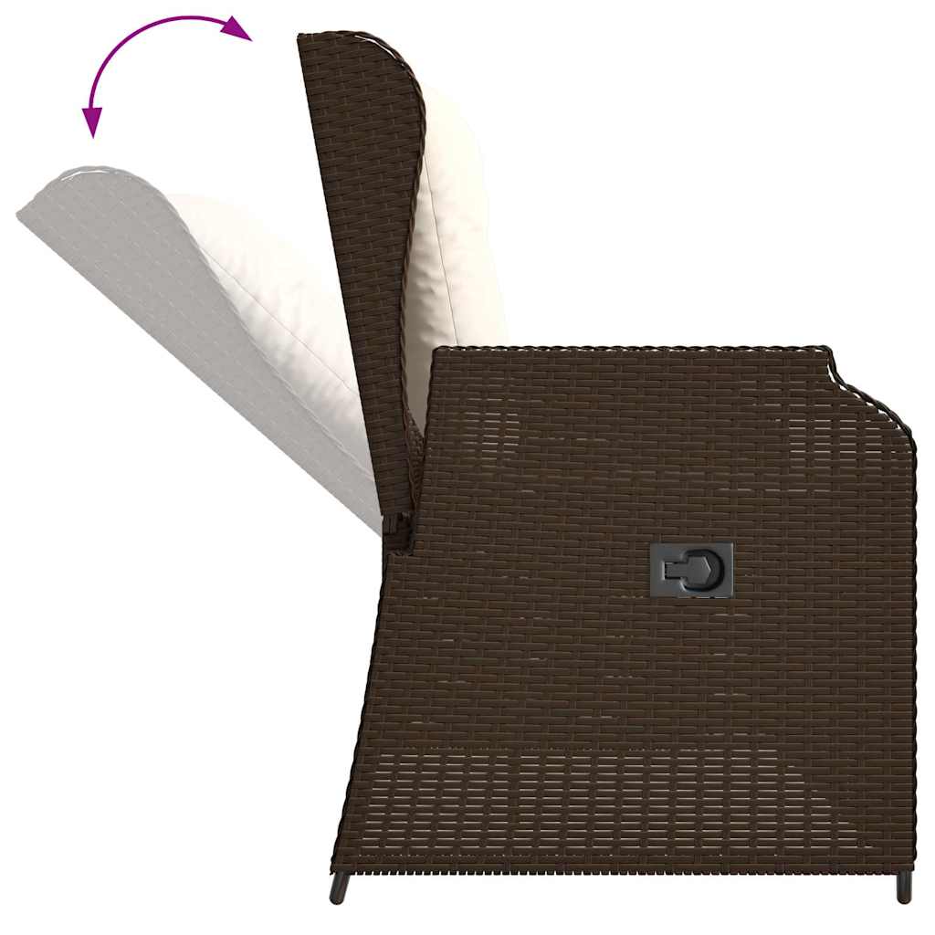 Panca Reclinabile da Giardino con Cuscini Marrone in Polyrattan | homemem39