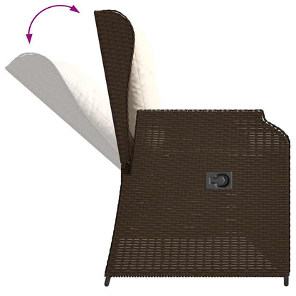 Panca Reclinabile da Giardino con Cuscini Marrone in Polyrattan | homemem39