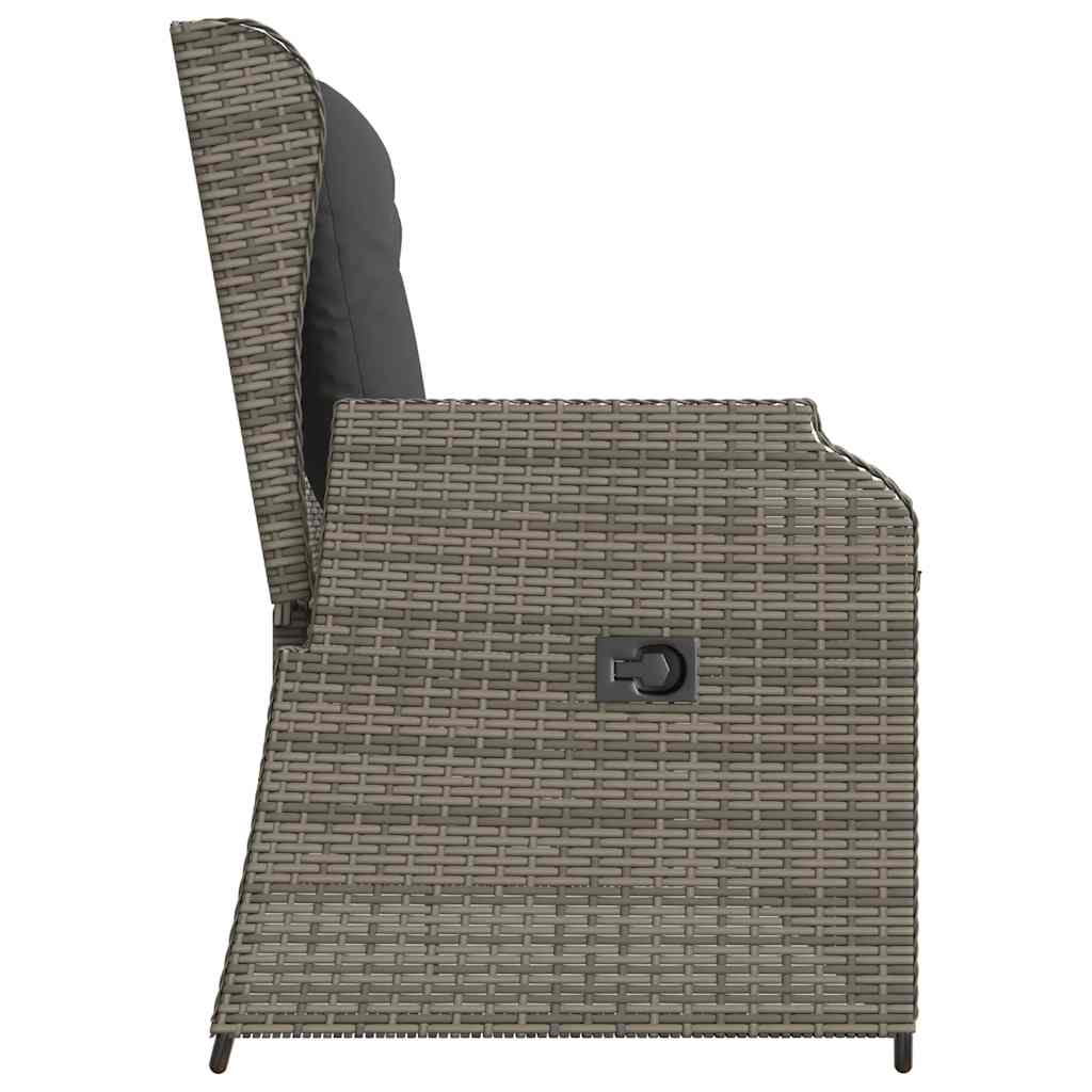 Panca Reclinabile da Giardino con Cuscini Grigia in Polyrattan | homemem39