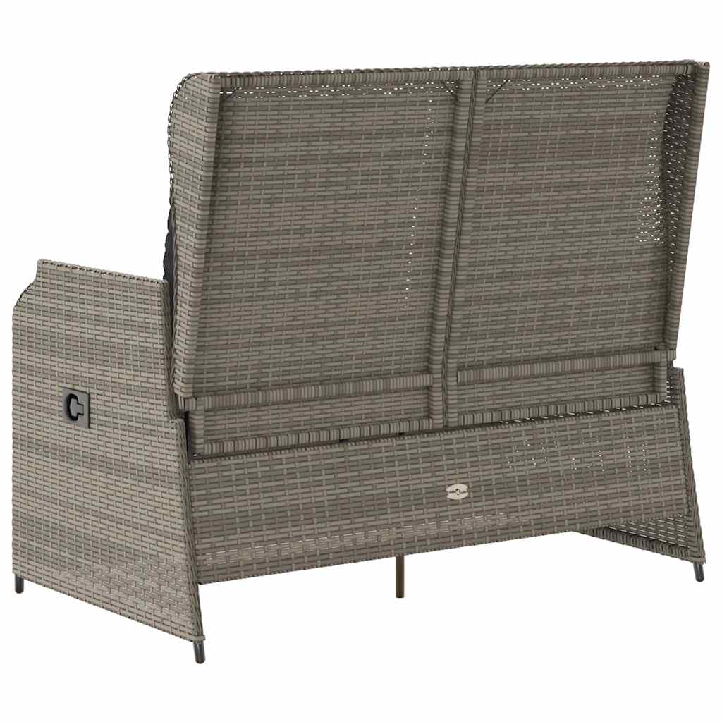 Panca Reclinabile da Giardino con Cuscini Grigia in Polyrattan | homemem39