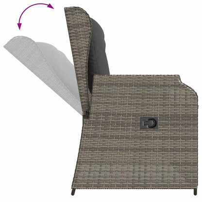 Panca Reclinabile da Giardino con Cuscini Grigia in Polyrattan | homemem39
