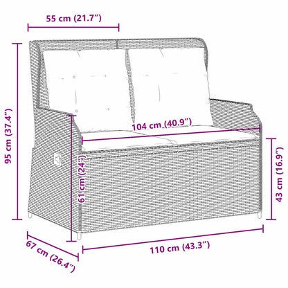 Panca Reclinabile da Giardino con Cuscini Grigia in Polyrattan | homemem39