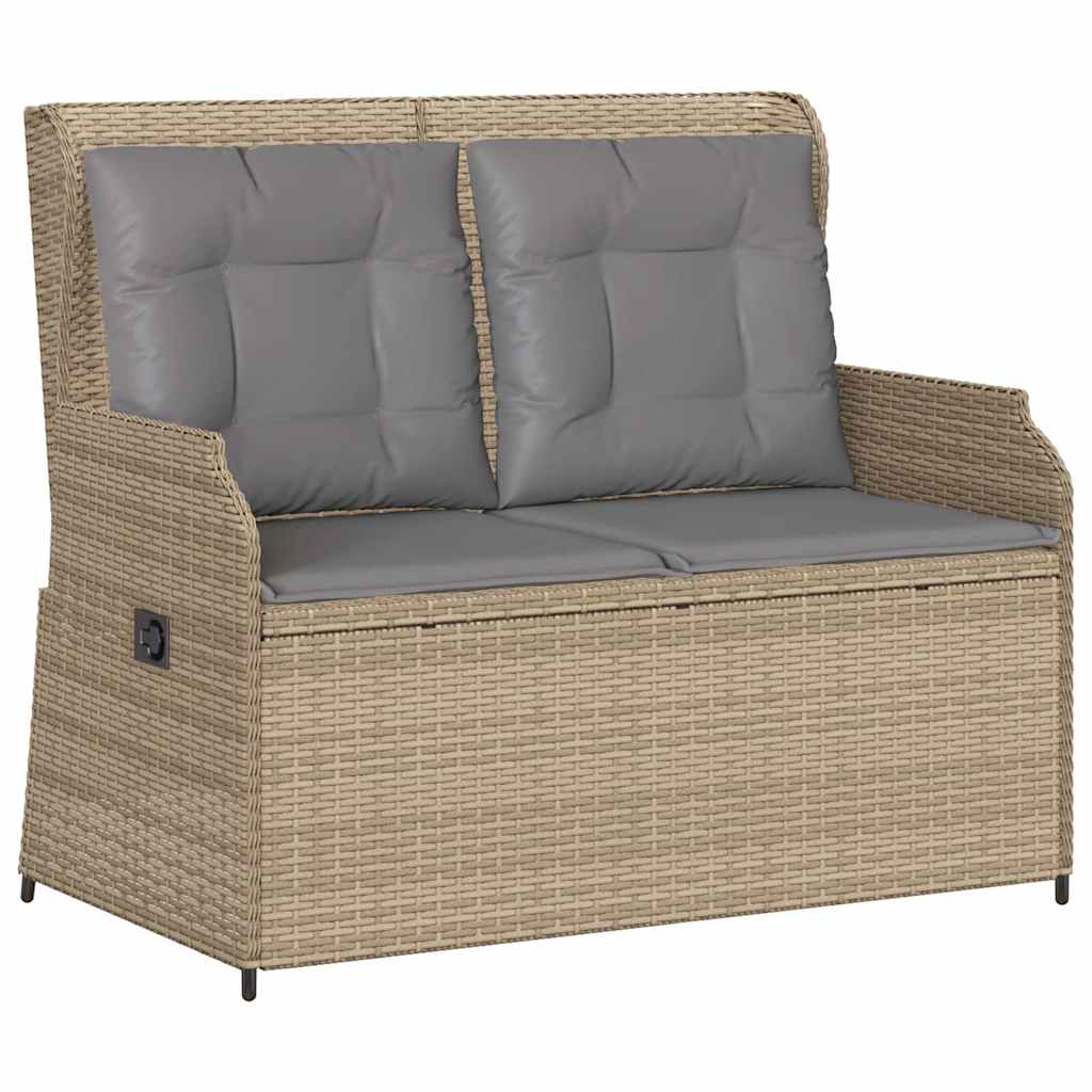 Panca Reclinabile da Giardino con Cuscini Beige in Polyrattan | homemem39