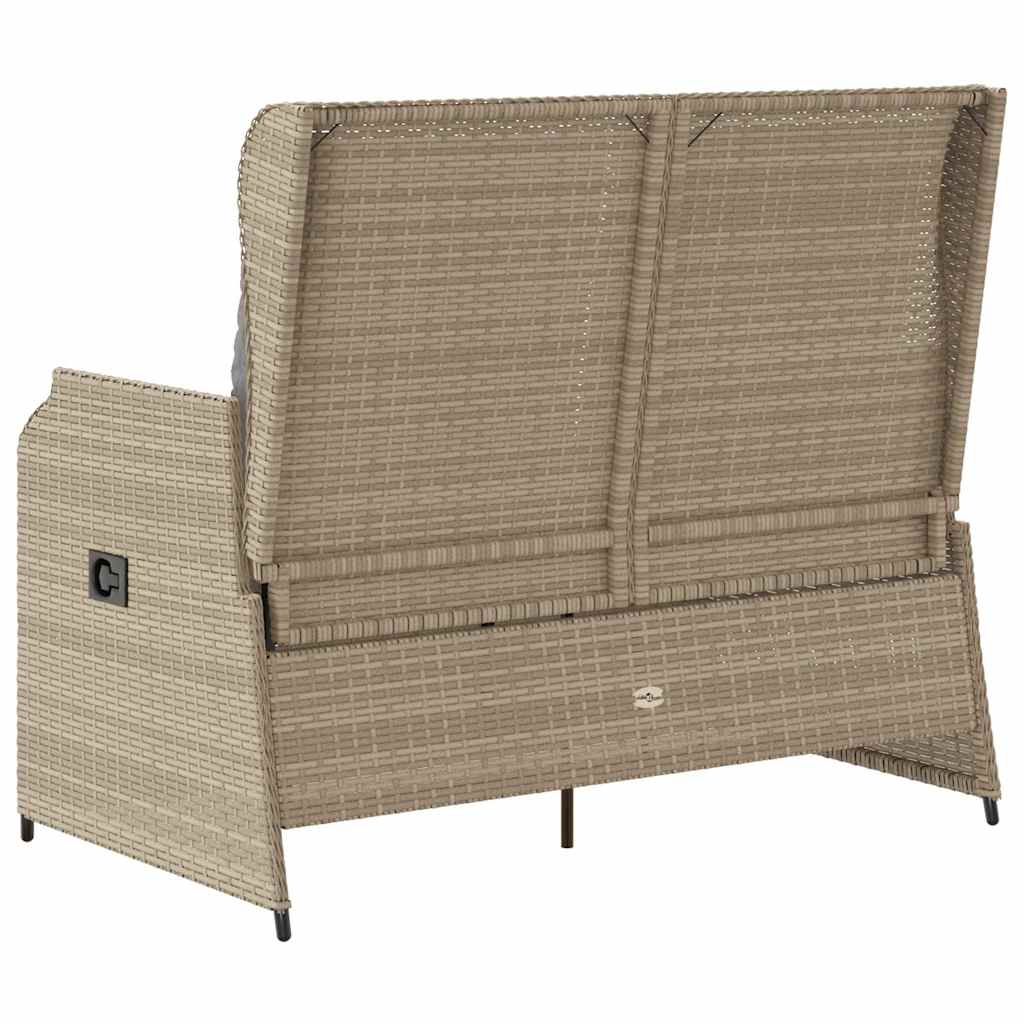Panca Reclinabile da Giardino con Cuscini Beige in Polyrattan | homemem39
