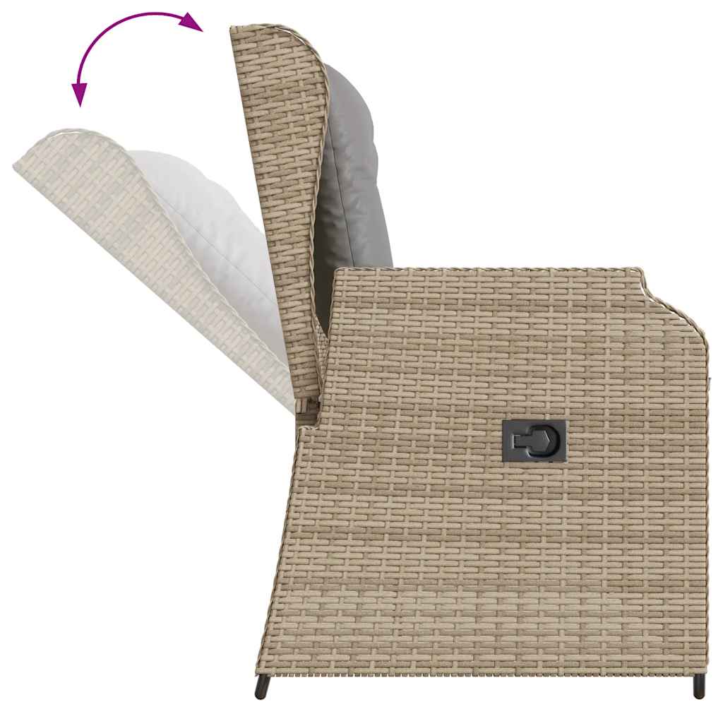 Panca Reclinabile da Giardino con Cuscini Beige in Polyrattan | homemem39