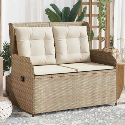 Panca Reclinabile da Giardino con Cuscini Beige in Polyrattan | homemem39