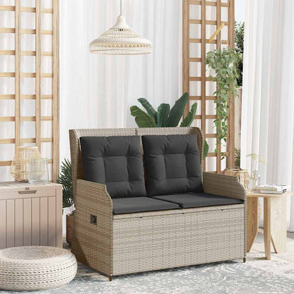 Panca Reclinabile Giardino con Cuscini Grigio Chiaro Polyrattan | homemem39