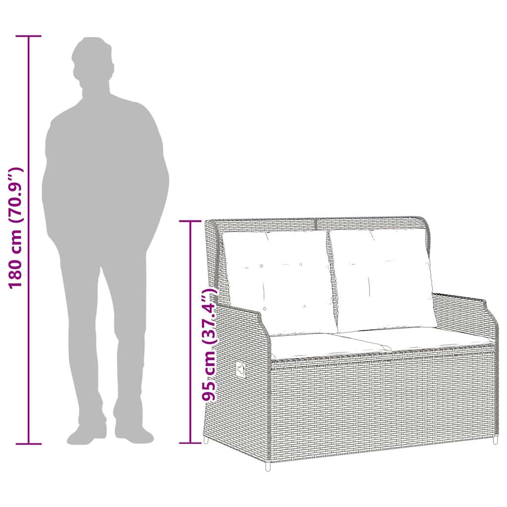 Panca Reclinabile Giardino con Cuscini Grigio Chiaro Polyrattan | homemem39