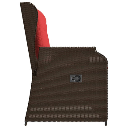 Panchina da giardino reclinabile con Cuscini in Polyrattan Marrone | homemem39