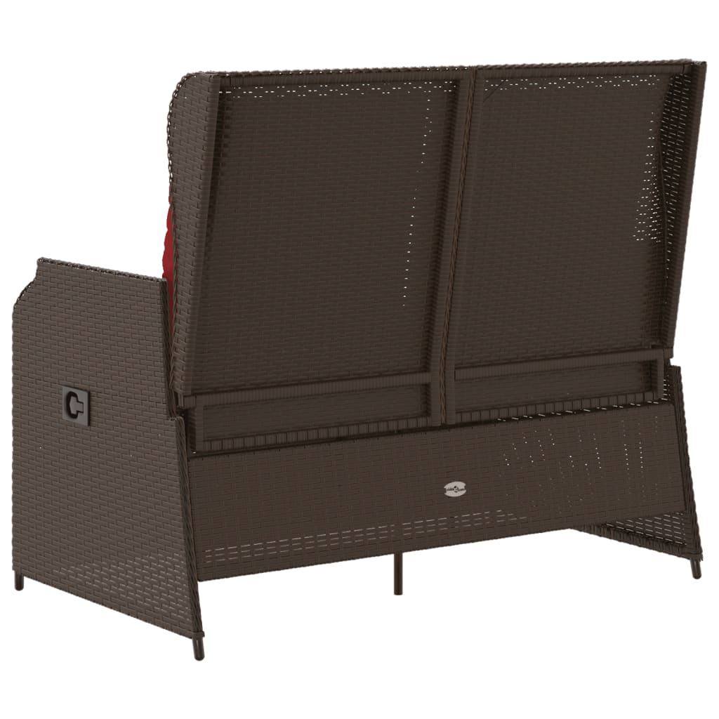 Panchina da giardino reclinabile con Cuscini in Polyrattan Marrone | homemem39