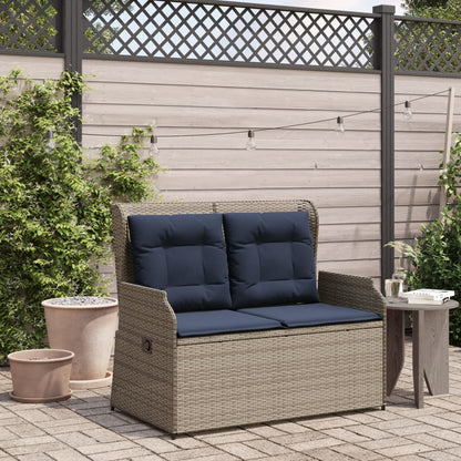 Panchina da giardino reclinabile con Cuscini in Polyrattan Grigio | homemem39
