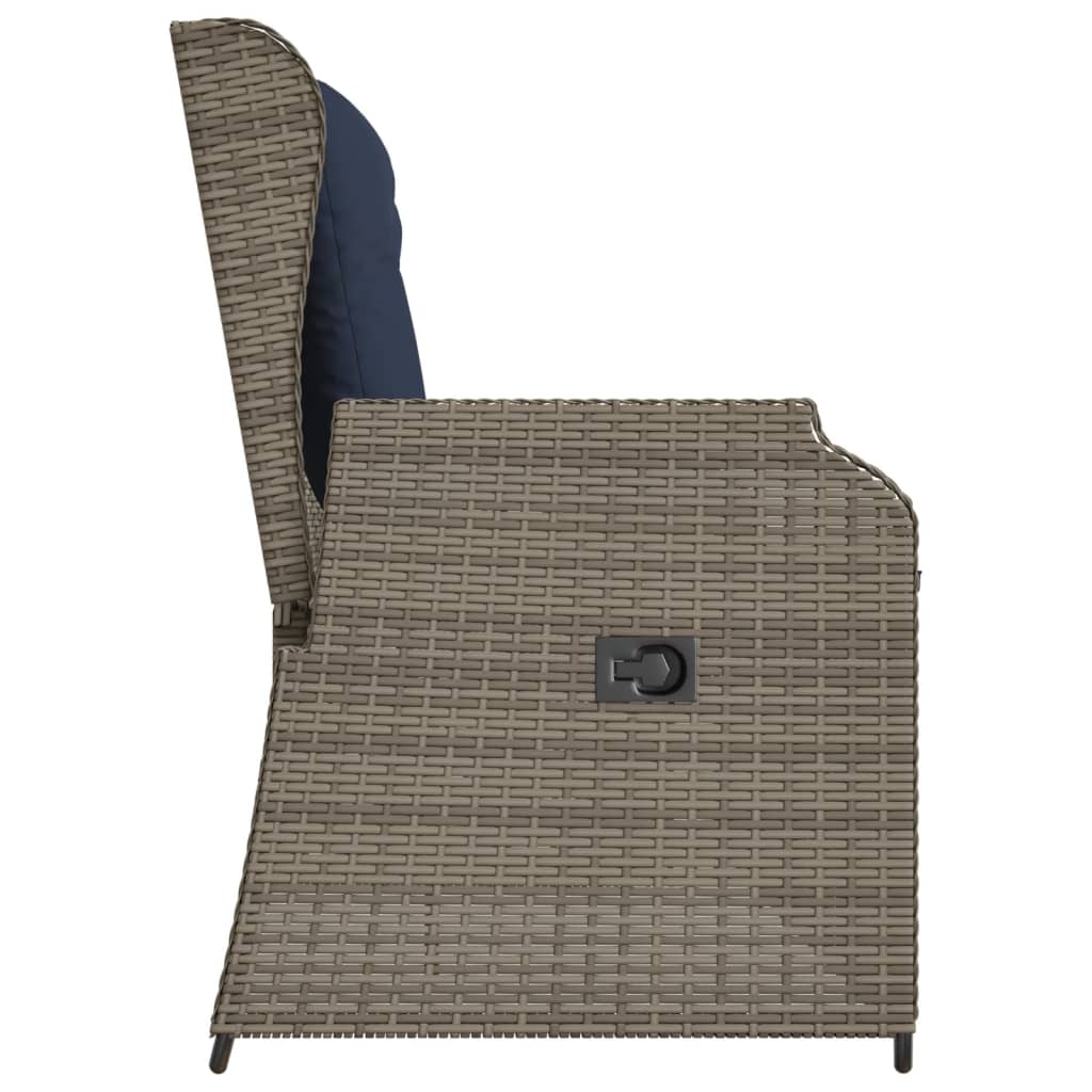 Panchina da giardino reclinabile con Cuscini in Polyrattan Grigio | homemem39