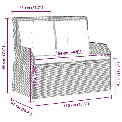 Panchina da giardino reclinabile con Cuscini in Polyrattan Grigio | homemem39