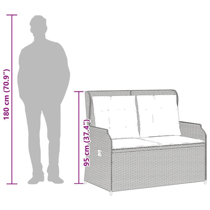 Panchina da giardino reclinabile con Cuscini in Polyrattan Grigio | homemem39