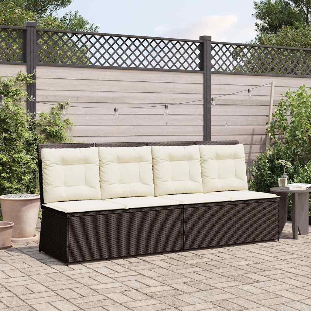 Panca Reclinabile da Giardino con Cuscini Marrone in Polyrattan | homemem39