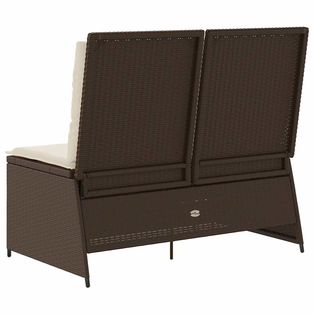 Panca Reclinabile da Giardino con Cuscini Marrone in Polyrattan | homemem39