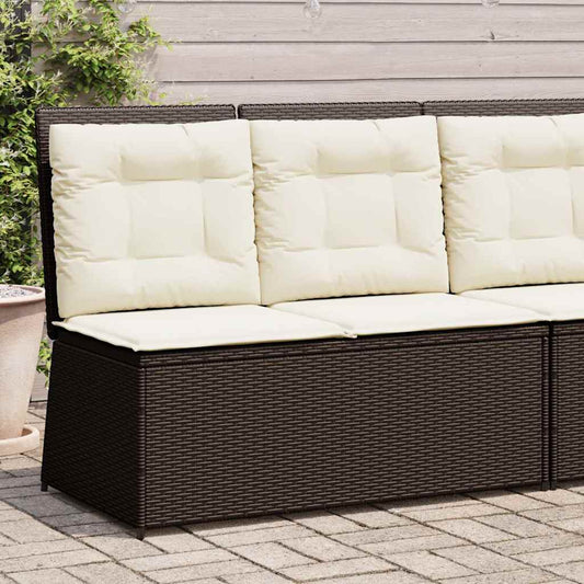 Panca Reclinabile da Giardino con Cuscini Marrone in Polyrattan | homemem39