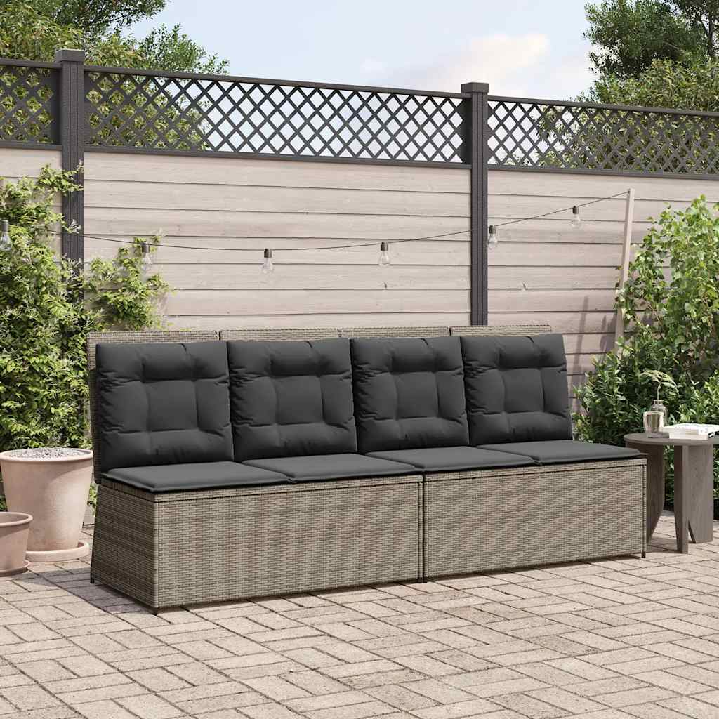 Panca Reclinabile da Giardino con Cuscini Grigia in Polyrattan | homemem39
