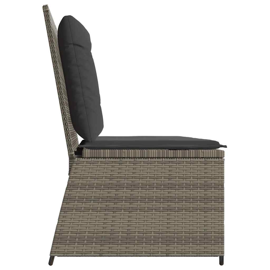 Panca Reclinabile da Giardino con Cuscini Grigia in Polyrattan | homemem39