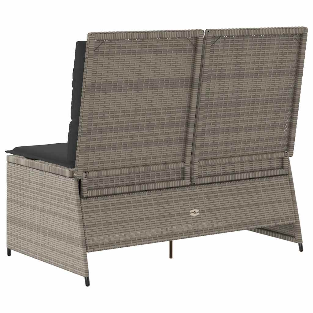 Panca Reclinabile da Giardino con Cuscini Grigia in Polyrattan | homemem39