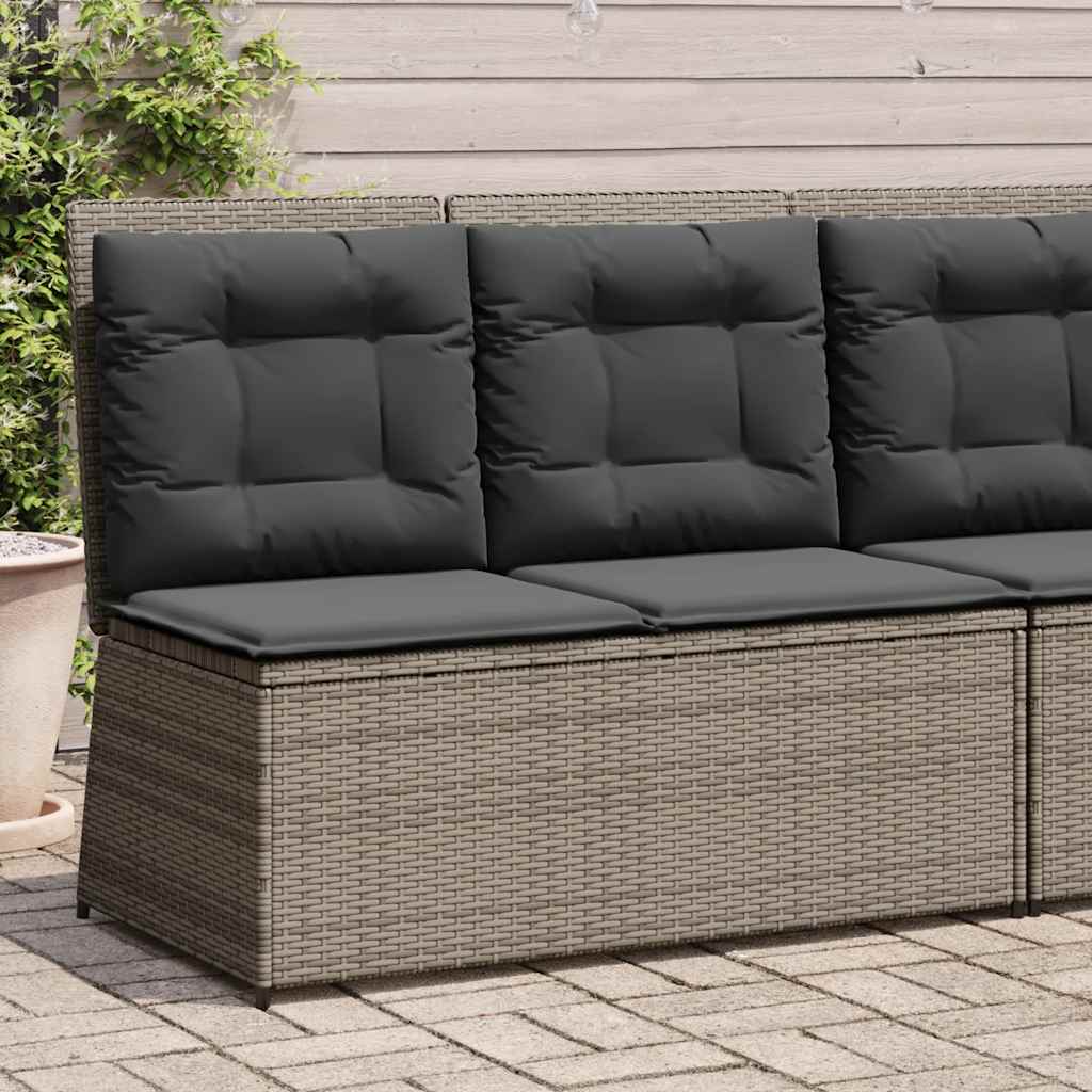 Panca Reclinabile da Giardino con Cuscini Grigia in Polyrattan | homemem39