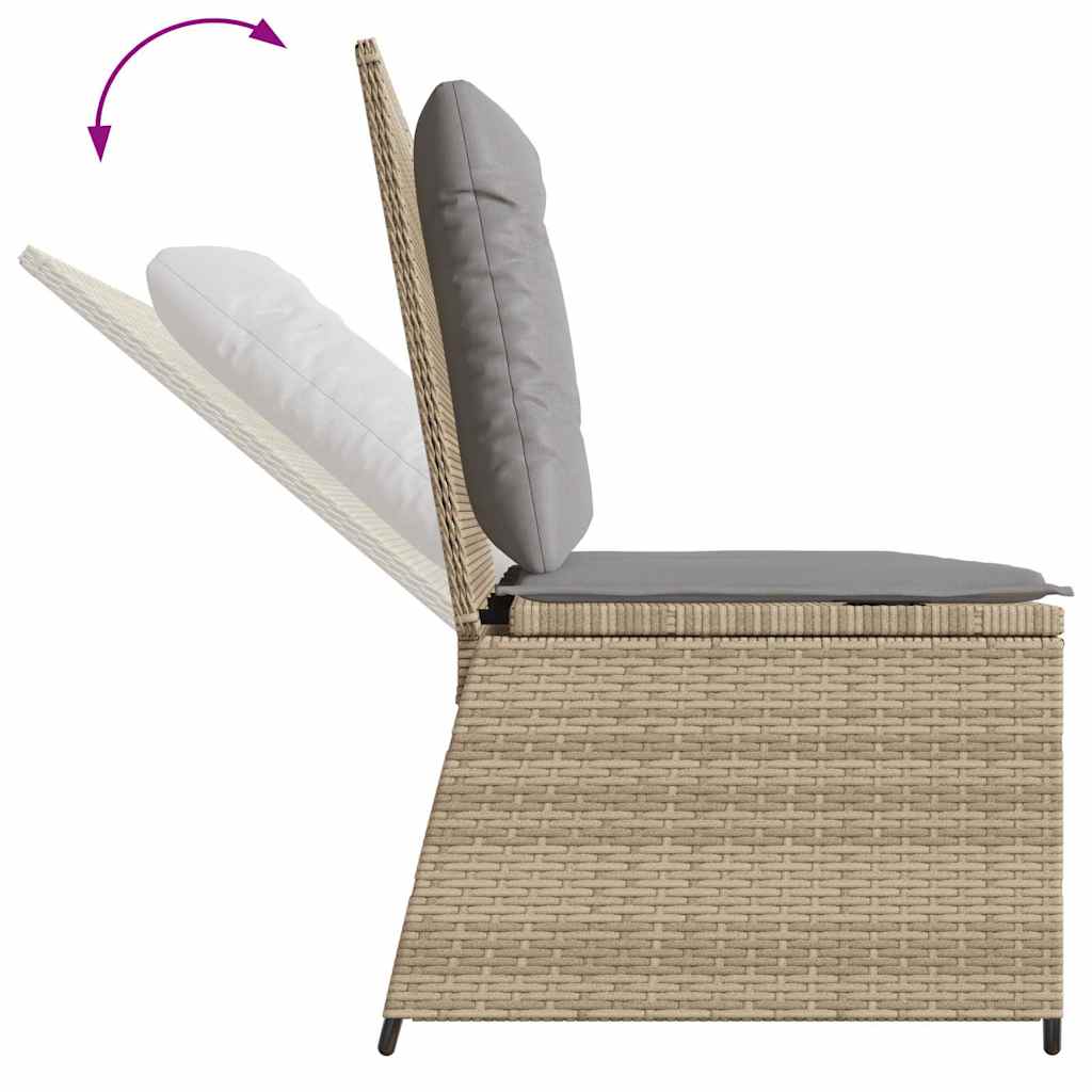 Panca Reclinabile da Giardino con Cuscini Beige in Polyrattan | homemem39
