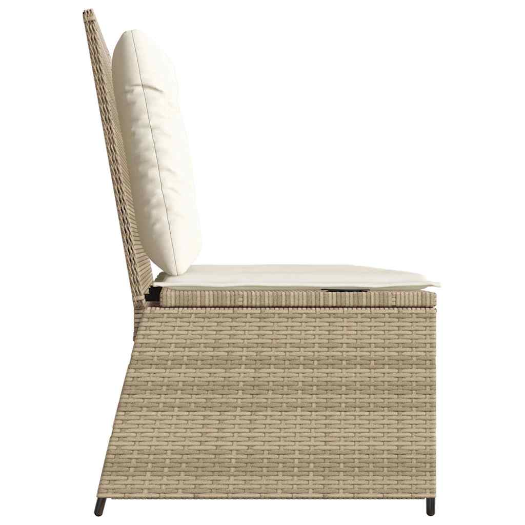 Panca Reclinabile da Giardino con Cuscini Beige in Polyrattan | homemem39