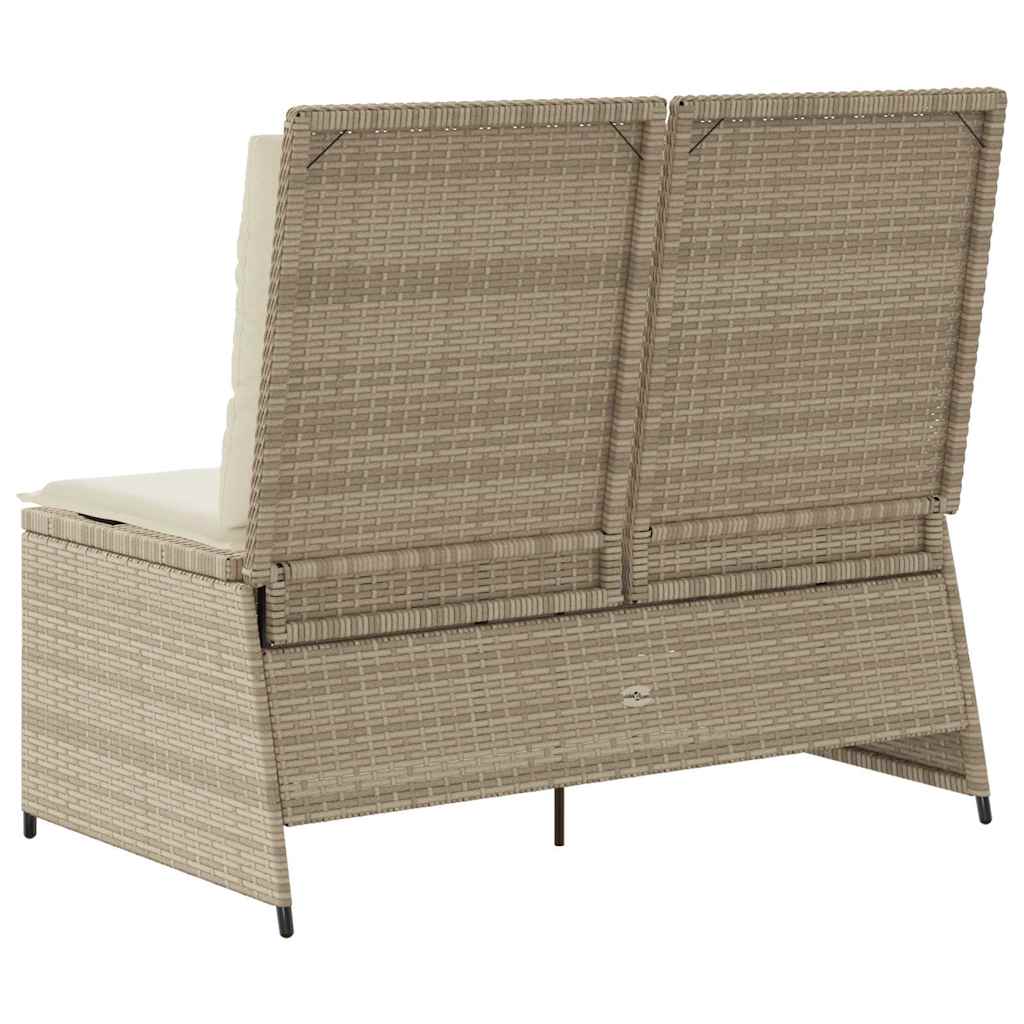 Panca Reclinabile da Giardino con Cuscini Beige in Polyrattan | homemem39