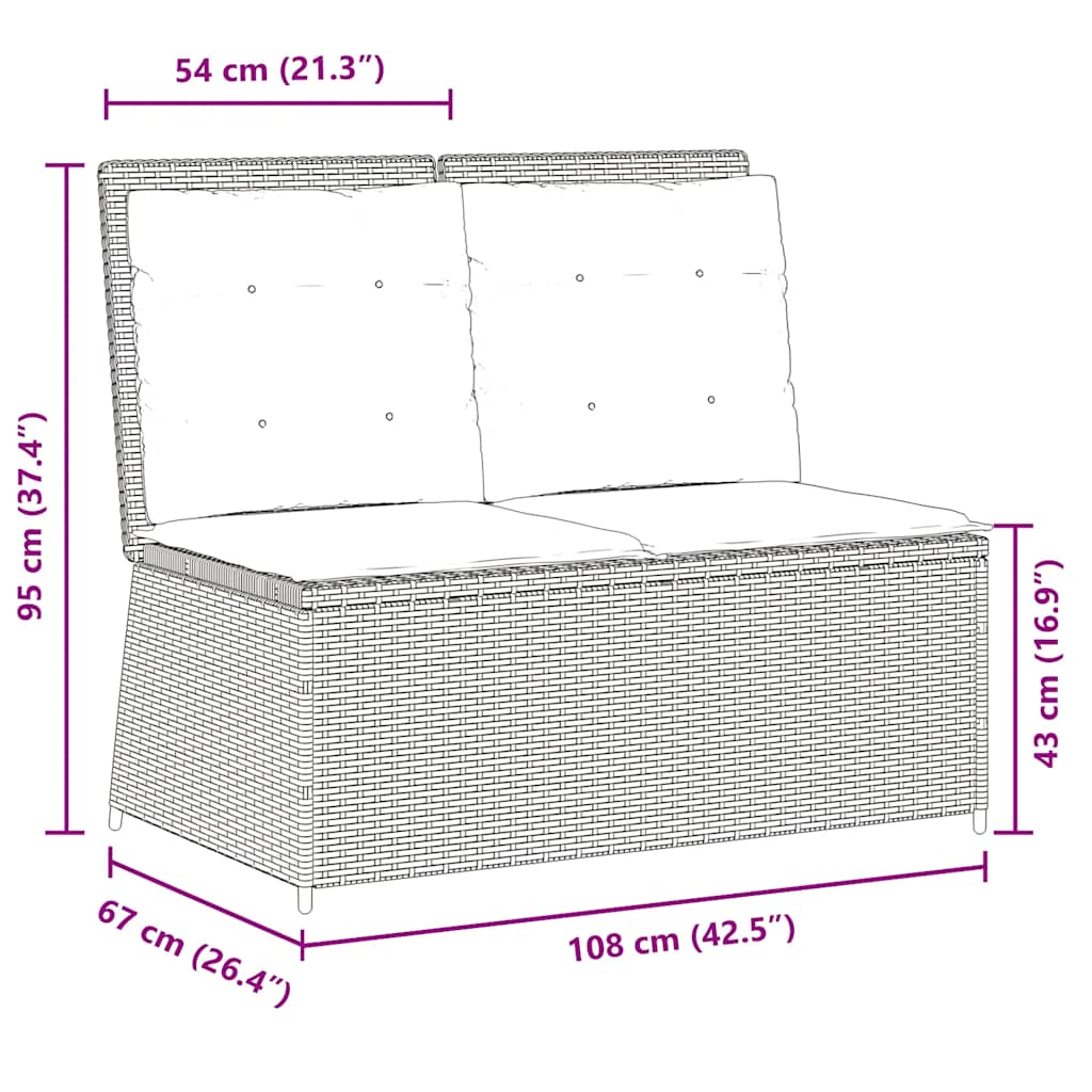 Panca Reclinabile da Giardino con Cuscini Beige in Polyrattan | homemem39