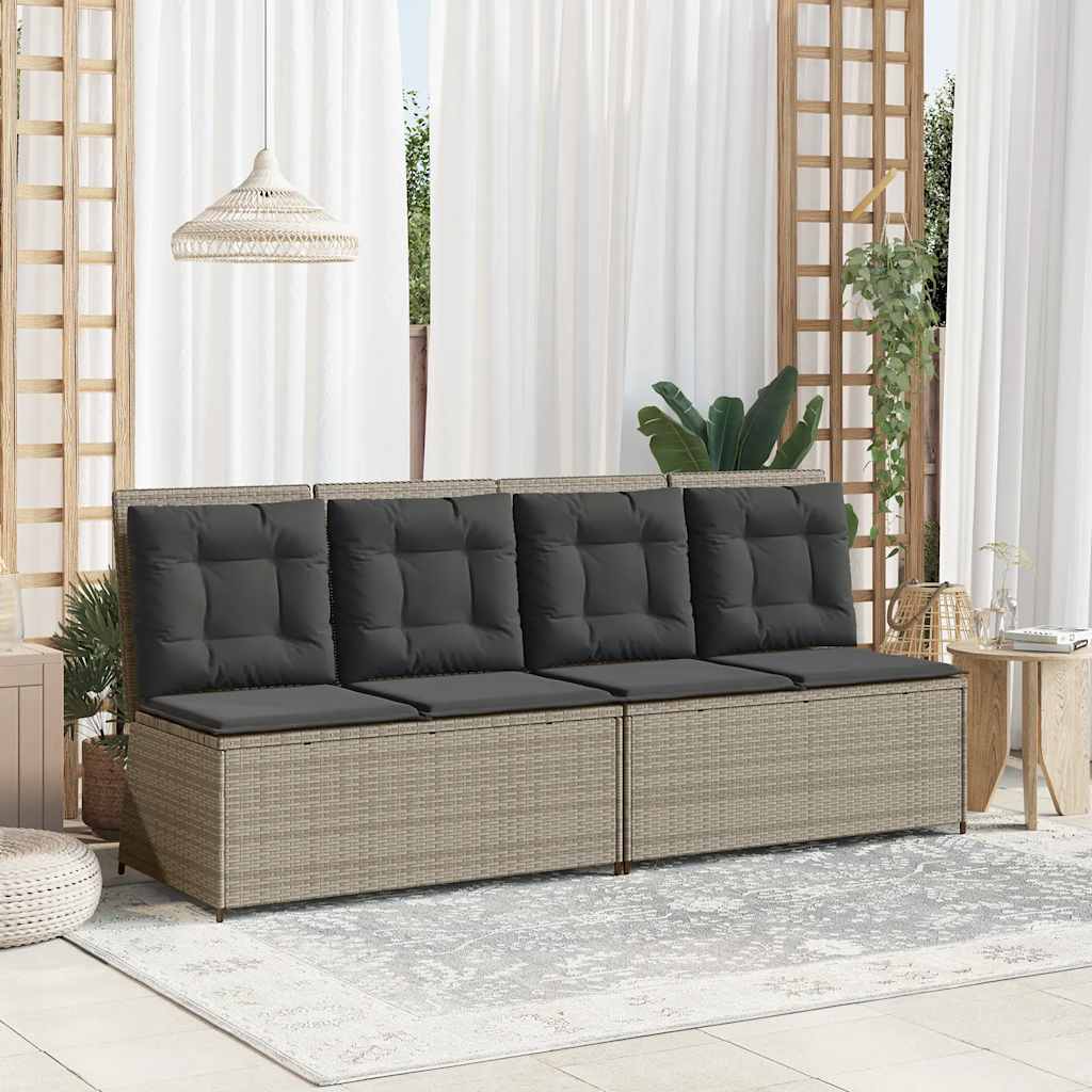 Panca Reclinabile Giardino con Cuscini Grigio Chiaro Polyrattan | homemem39