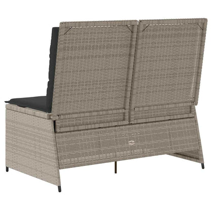 Panca Reclinabile Giardino con Cuscini Grigio Chiaro Polyrattan | homemem39