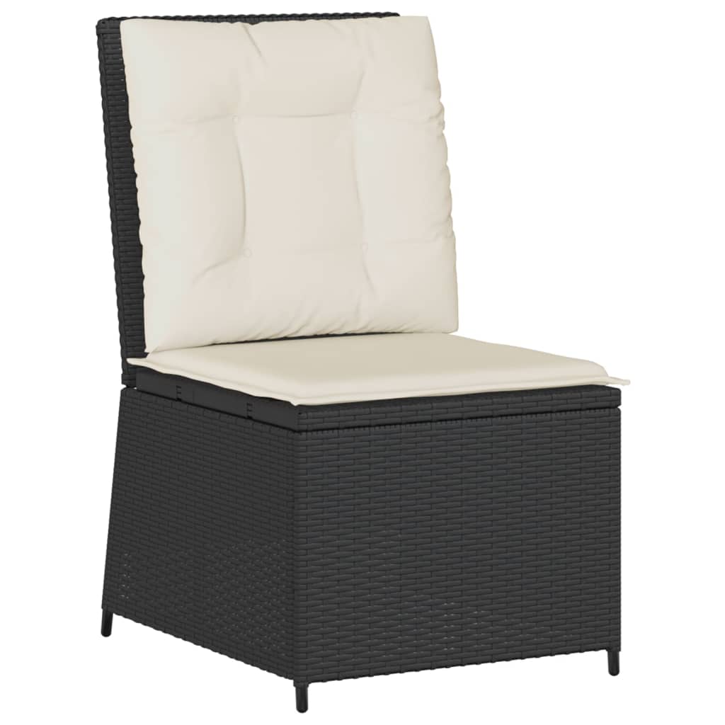 Divano Reclinabile da Giardino con Cuscini in Polyrattan Nero | homemem39
