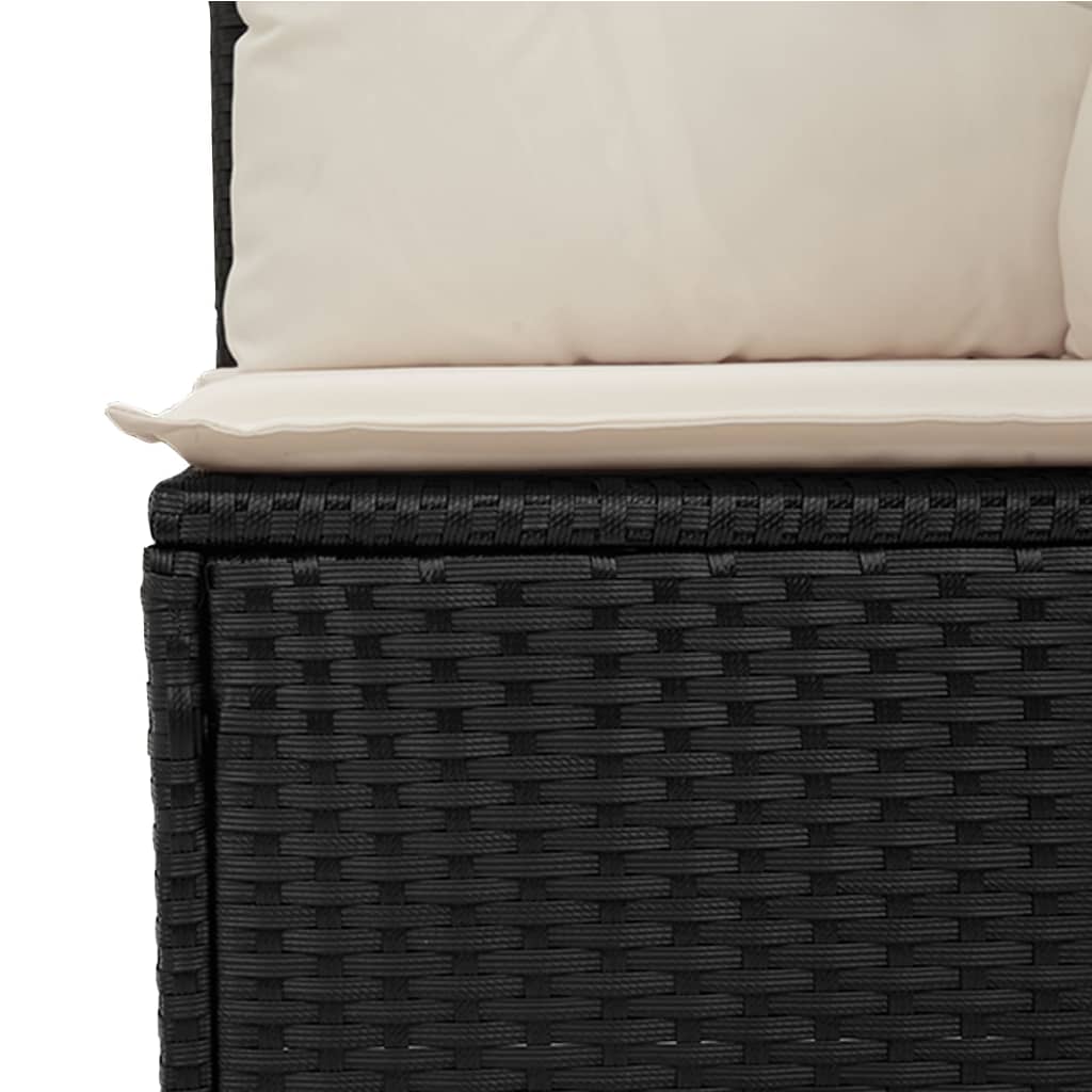 Divano Reclinabile da Giardino con Cuscini in Polyrattan Nero | homemem39