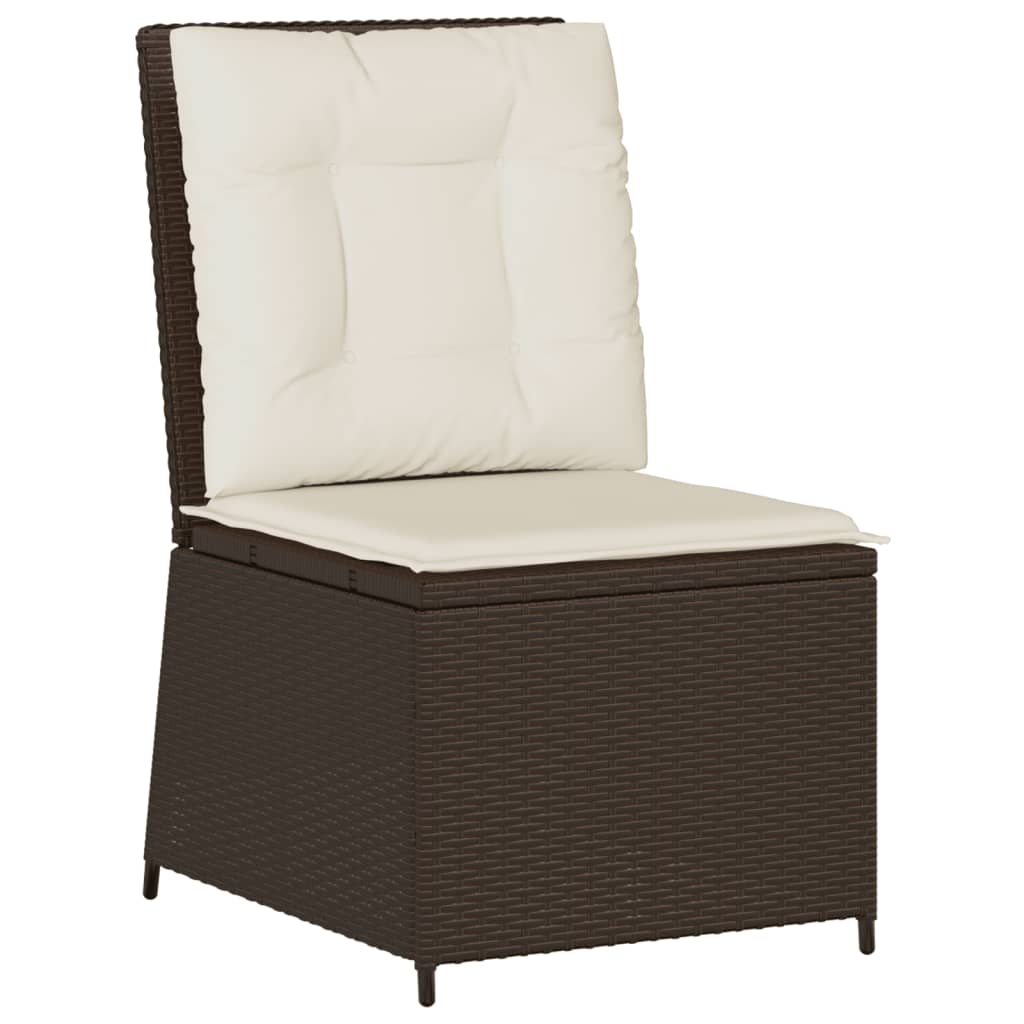 Divano Reclinabile da Giardino con Cuscini Marrone Polyrattan | homemem39