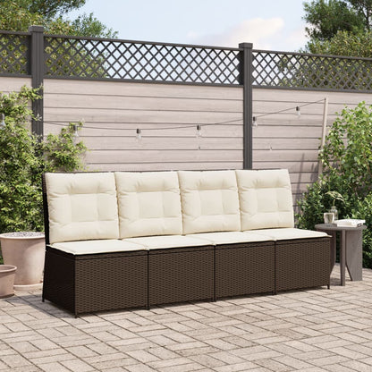Divano Reclinabile da Giardino con Cuscini Marrone Polyrattan | homemem39